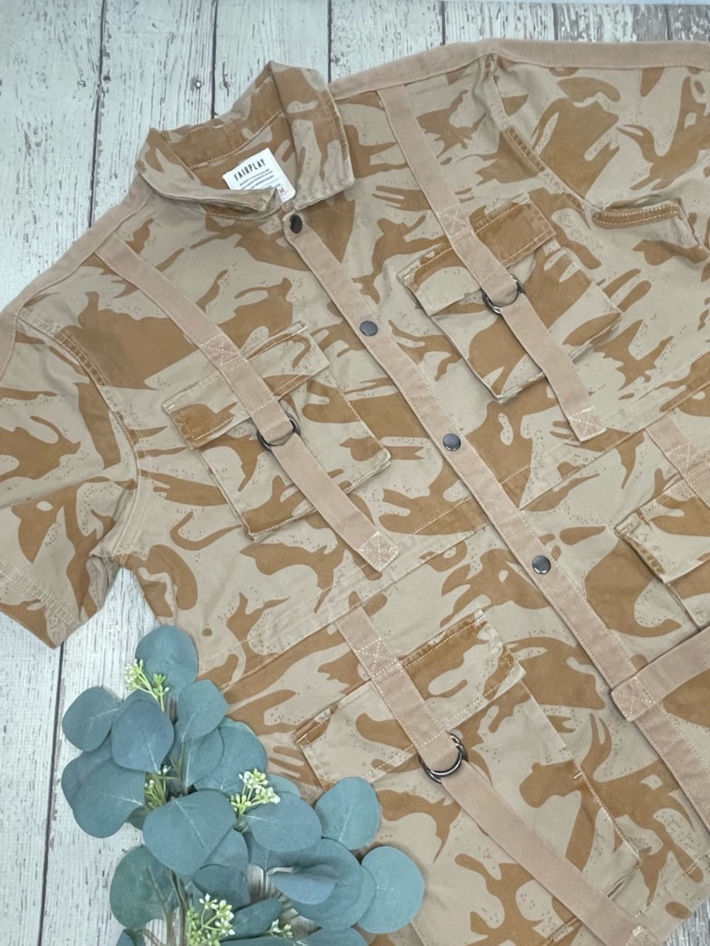 FairPlay Camouflage Button Up Utility Shirt